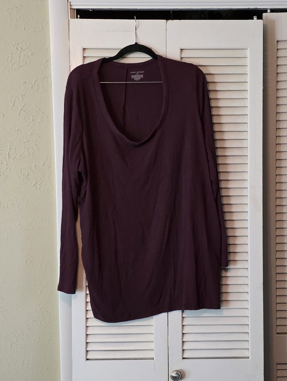 Lane Bryant Berry Purple Ribbed Cowl Neck Tunic Top Size 18/20 Plus